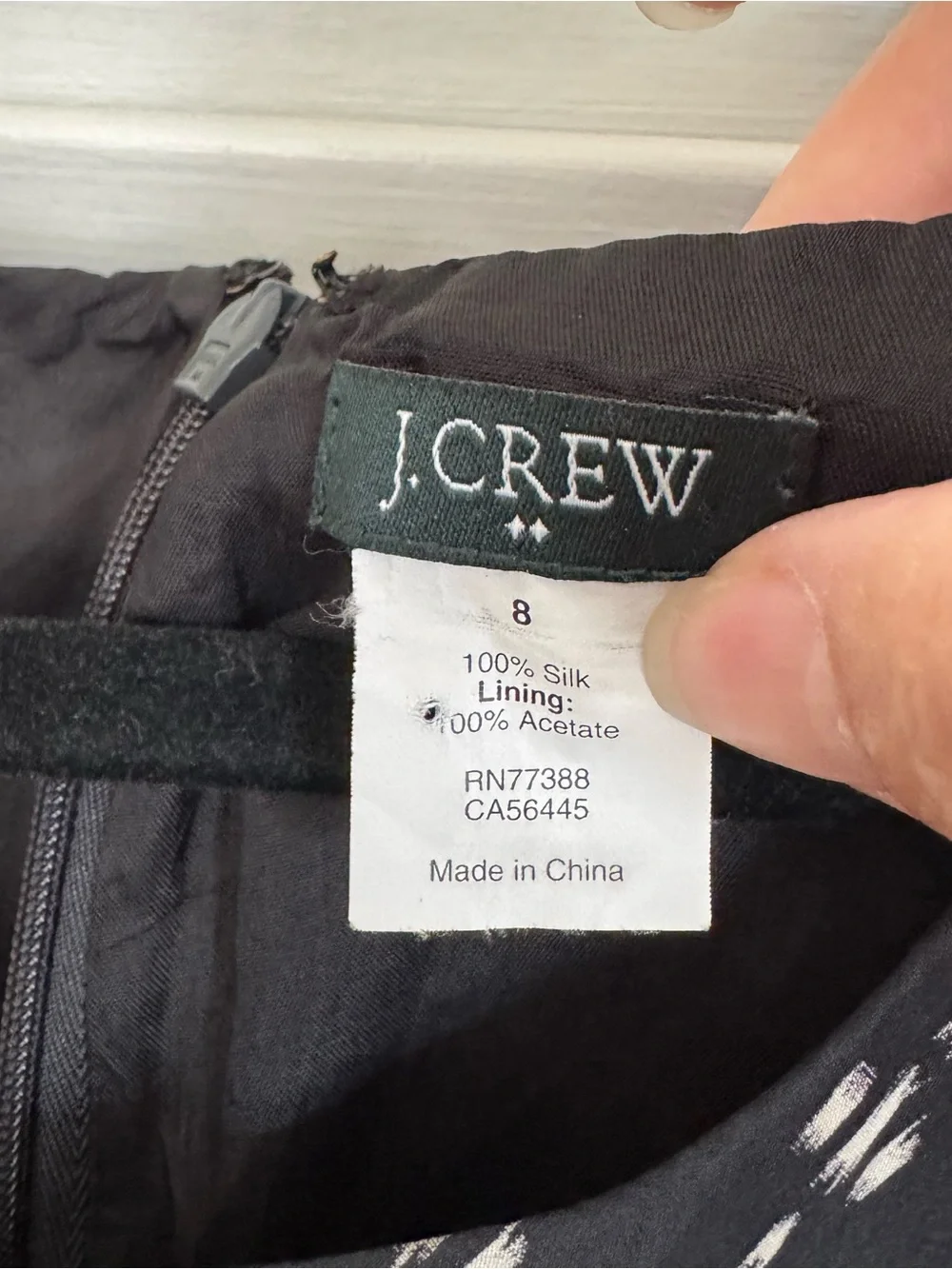 J. Crew Black Peplum Short Sleeve Blouse with White Print